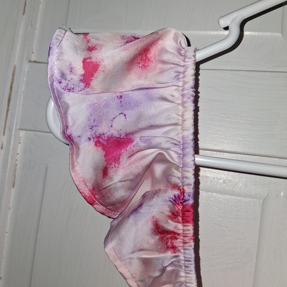 Emily Wonder Soft Pink Floral Tie-Dye Ruffle Strap Mini Dress - Picture 5 of 15